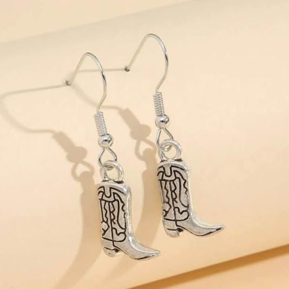 Cowboy Boots Rodeo Western Drop Earrings